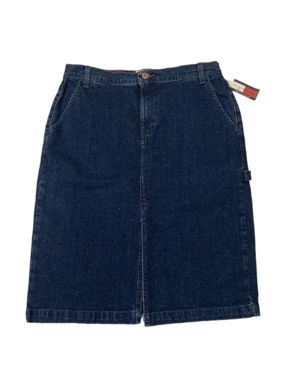 Vintage NWT Tommy Hilfiger Jean Skirt Size 6 Blue Denim Stretch Carpenter Y2K